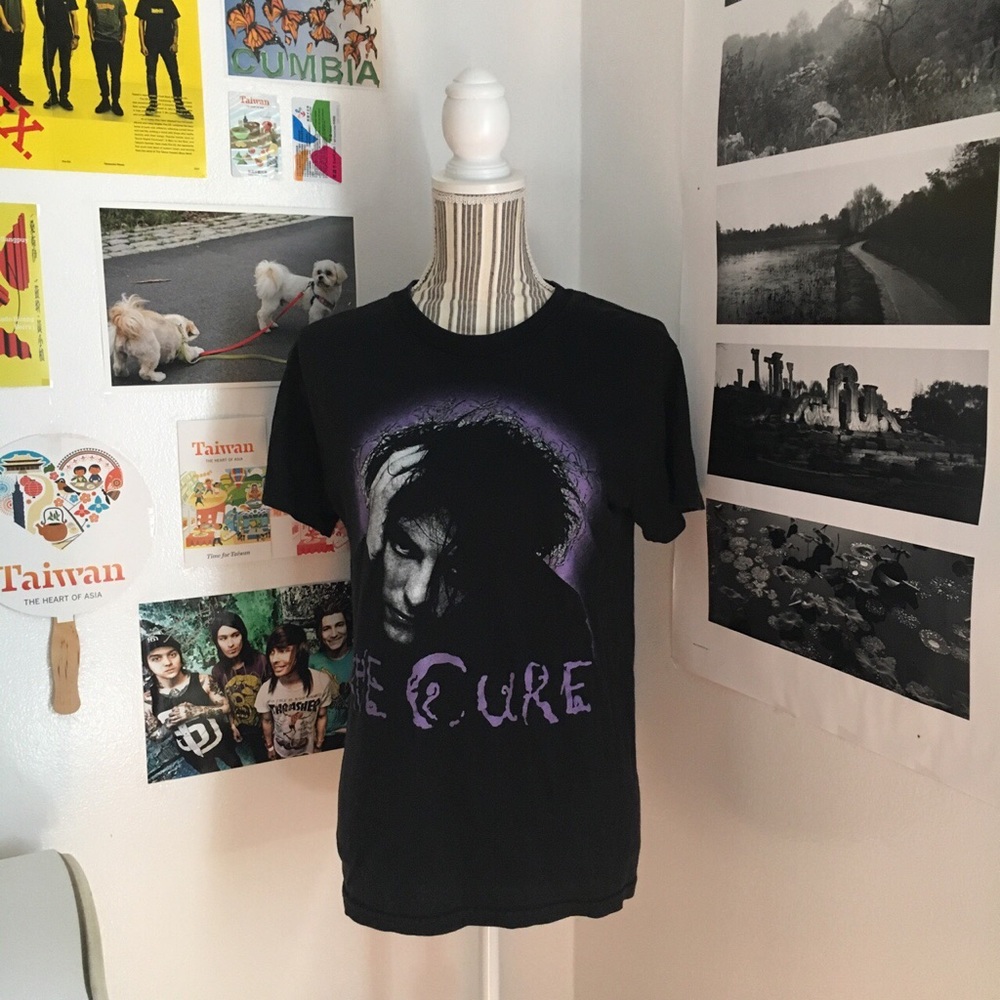 The Cure Purple And Black Band Tee